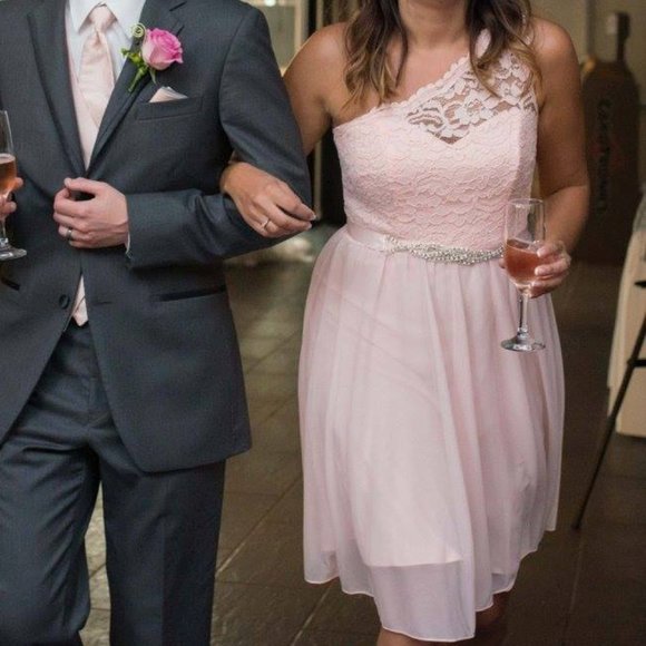 One Shoulder Lace Dress - Petal - David's Bridal - Picture 4 of 5